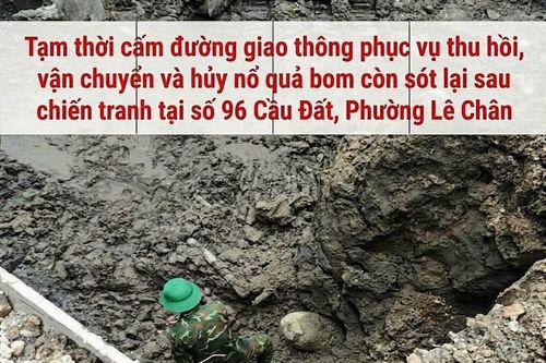 Hải Phòng: Cấm lưu thông qua khu vực xử lý bom còn sót lại sau chiến tranh trong ngày 4/9