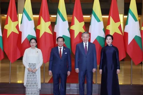 Tổng Bí thư, Chủ tịch nước chủ trì Lễ đón Tổng thống Myanmar thăm Việt Nam