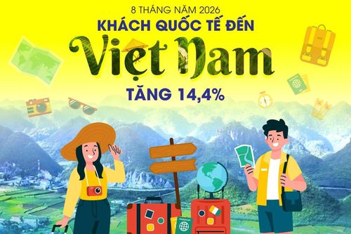 Khách quốc tế đến Việt Nam tăng 14,4% trong 8 tháng năm 2026