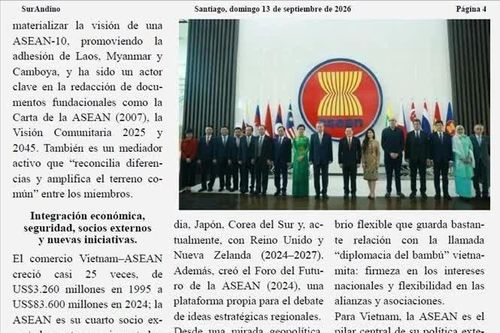 Truyền thông Chile đánh giá cao những đóng góp của Việt Nam trong ASEAN