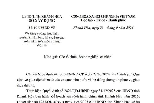 Sở Xây dựng tăng cường thực hiện gửi/nhận văn bản trên môi trường điện tử