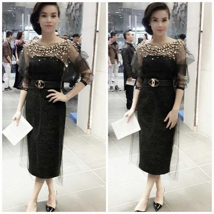 Mẫu thắt lưng lớn theo Hà Hồ trong cả những bộ trang phục sang trọng hay bình dân. 