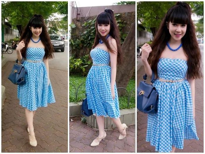 Khoảng thời gian sau khi sinh con trai đầu lòng, người đẹp xuống phố với bộ cánh họa tiết ca-rô vừa cổ điển, vừa nữ tính.