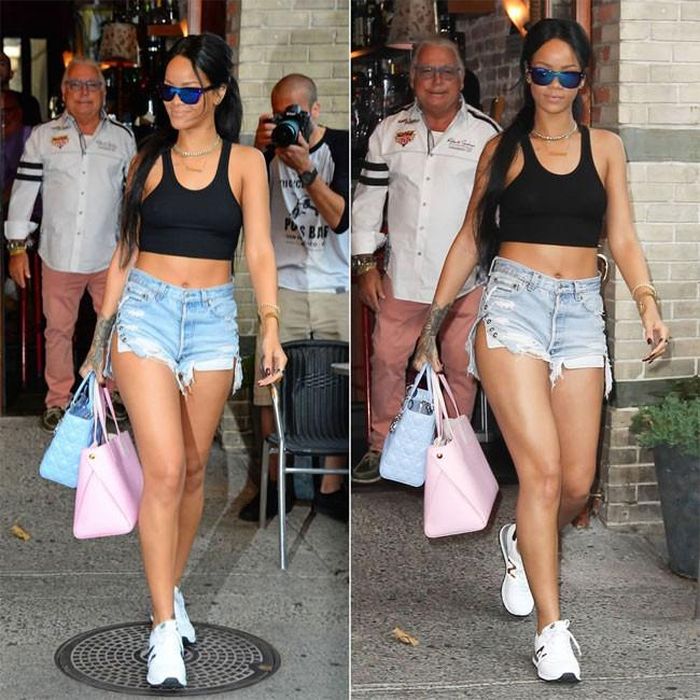  Rihanna: nặng 62kg, cao 1m73. Tuy nhiên, theo chuyên gia giảm cân Gregory thì cân nặng của cô dồn xuống hết phía dưới cơ thể, đặc biệt là vòng 3 và đùi. 