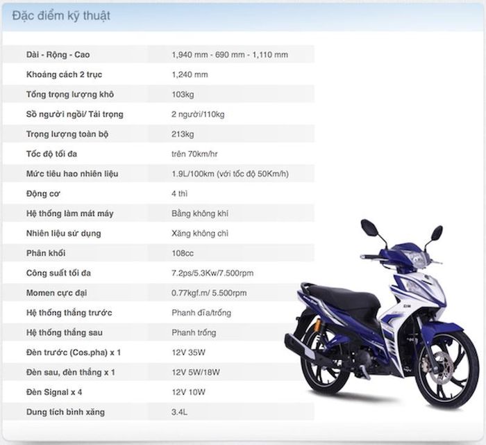 Thông số kỹ thuật chi tiết của Galaxy Sport. 