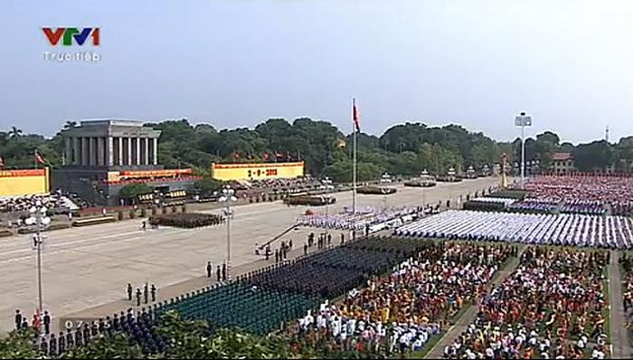 Quảng trường Ba Đình trong lễ diễu binh, diễu hành. Ảnh: Chụp màn hình.