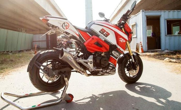 Chiếc Honda MSX 125 nguyên bản màu trắng và từng sơn dàn vỏ màu xám Lamborghini. Ở phiên bản độ thứ 2, lấy ý tưởng từ một mẫu xe tại triển lãm xe máy ở Thái Lan, chủ nhân của nó đã thay mới dàn áo bằng nhựa composite đổ khuôn.