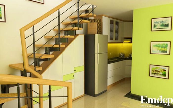 Góc nhỏ nấu nướng bài trí gọn gàng, ngăn nắp và đầy đủ tiện nghi cần thiết.