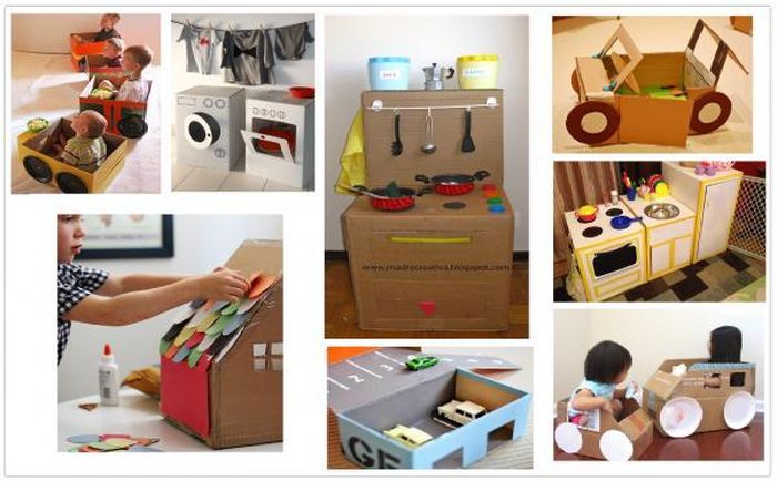 Những món đồ chơi sáng tại khác được cắt ghép từ bìa.