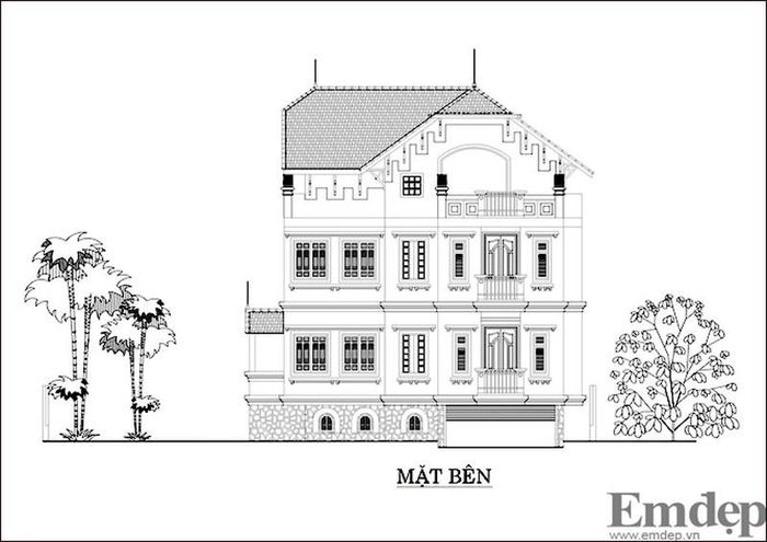 Mặt bên cũng được KTS thiết kế ấn tượng, đẹp mắt.