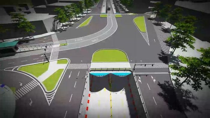 Phối cảnh 3D hầm chui ở nút giao thông Nguyễn Tri Phương - Điện Biên Phủ - Lê Độ. 
