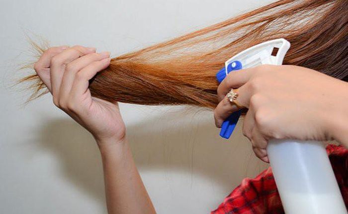 Lấy 1 cốc sữa cho vào bình xịt, khoảng 30 phút đến 1 tiếng trước khi gội đầu thì xịt sữa lên tóc. Sau vài lần là những lọn tóc quăn sẽ thẳng bớt ra. 