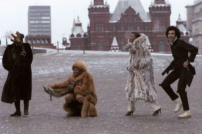 Các thành viên ban nhạc Boney M ở Quảng trường Đỏ năm 1978.