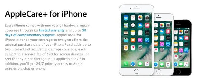 Chế độ bảo hành AppleCare+ trước đây của iPhone.