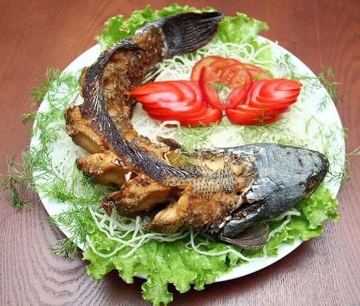 Cá sau khi chế biến sạch bạn ướp với muối, ớt bột, ớt sừng thái mỏng, hạt nêm, đường và sốt mayonnaise để 30 phút. Sau đó bạn lấy lá sen và lớp giấy bạc gói cá thật chặt. Cá lóc nướng thì nướng bằng than hoa là ngon nhất. Ảnh: bepnuongthanhoa.net.
