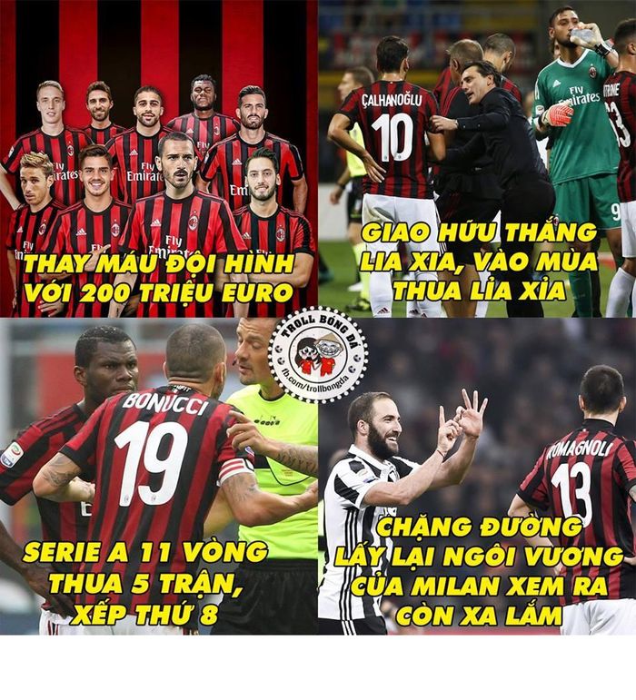AC Milan và những cuộc cách mạng lớn nhưng chưa gặt hái được thành công. Ảnh sử dụng trong bài: Troll Bóng Đá.
