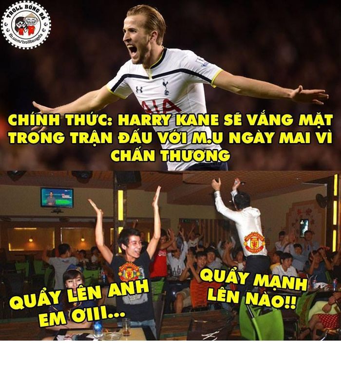 Trước trận đại chiến với Tottenham, CĐV M.U đã ăn mừng khi biết Kane không thể ra sân vì chấn thương. Dù có là vua phá lưới Ngoại hạng Anh mấy mùa giải nhưng "cỗ máy săn bàn" người Anh chưa bao giờ ghi bàn vào lưới M.U.