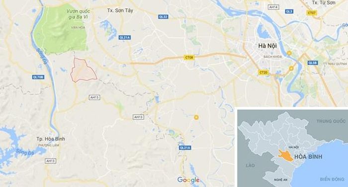 Xã Yên Quang (ô đỏ) nơi xảy ra vụ việc. Ảnh: Google Maps.