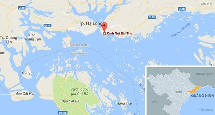Núi Bài Thơ, địa điểm xảy ra vụ cháy. Ảnh: Google Maps.