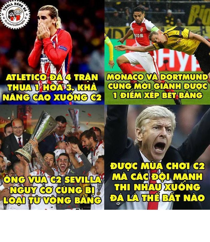 Bức ảnh chế bóng đá "sức hút của Arsenal" tại Europa League khiến các đội bóng lớn thi nhau thất bại tại Champions League khiến nhiều người ôm bụng cười.