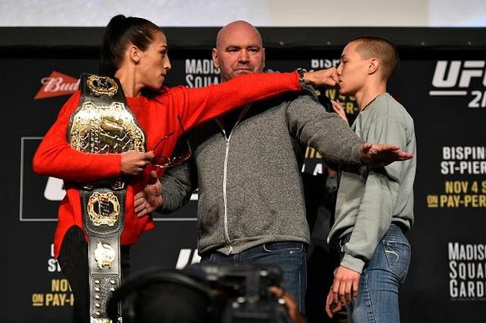 Trong buổi cân thử, nhà vô địch UFC hạng strawweight thách thức Rose bằng cách giơ nắm đấm hướng về mặt đối thủ. Joanna cũng cho biết sẽ nhanh chóng cho Rose "đổ máu".