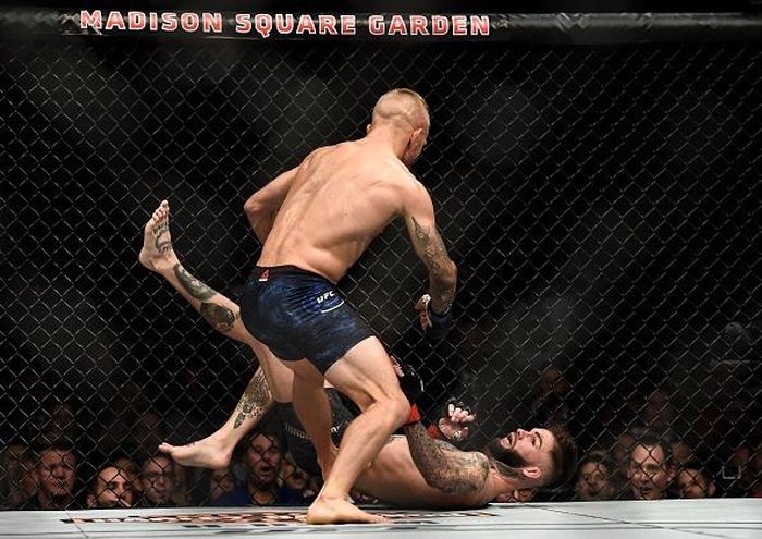Tận dụng lợi thế, Garbrandt dồn lên trong hiệp 2 và nhận đòn phản công của đối thủ. Dillashaw knock-out nhà vô địch và buộc trọng tài Dan Miragliotta phải cho dừng trận đấu.