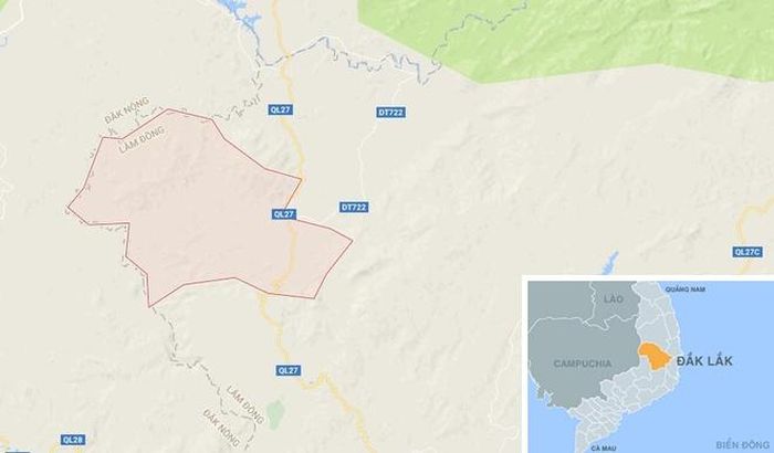 Xã Liêng Srônh nơi xảy ra vụ hỏa hoạn. Ảnh: Google Maps.