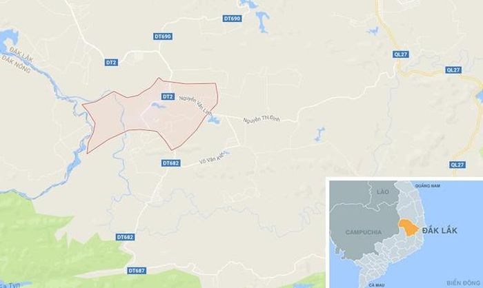 Thị trấn Buôn Trấp nơi xảy ra sự việc. Ảnh: Google Maps.