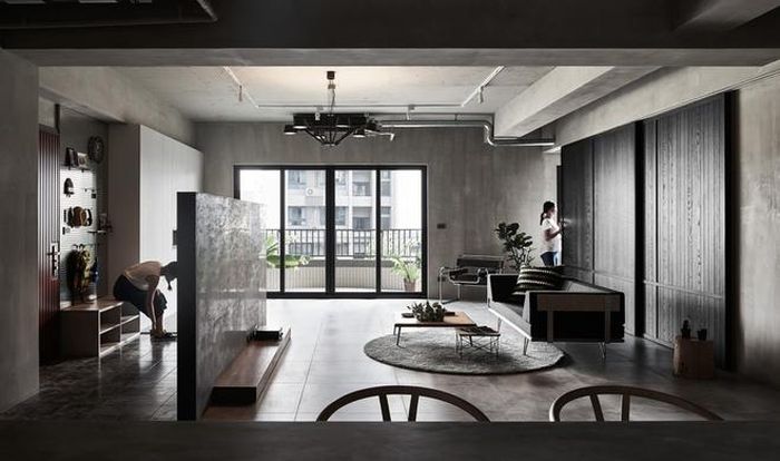 Hệ thống cửa gỗ lớn có thể trượt được.