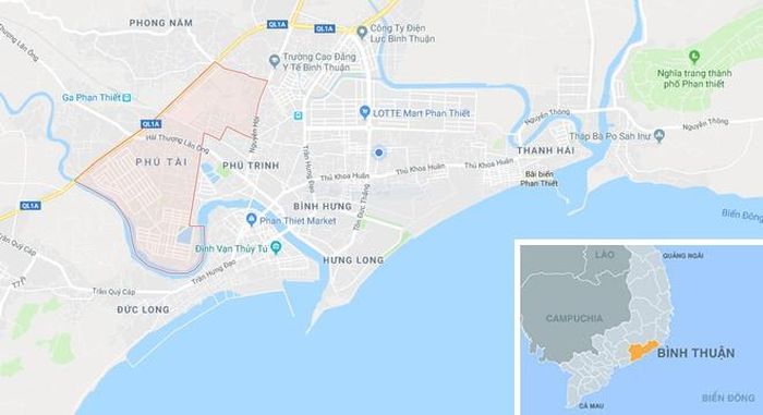 Phường Phú Tài, nơi xảy ra vụ cháy. Ảnh: Google Maps.