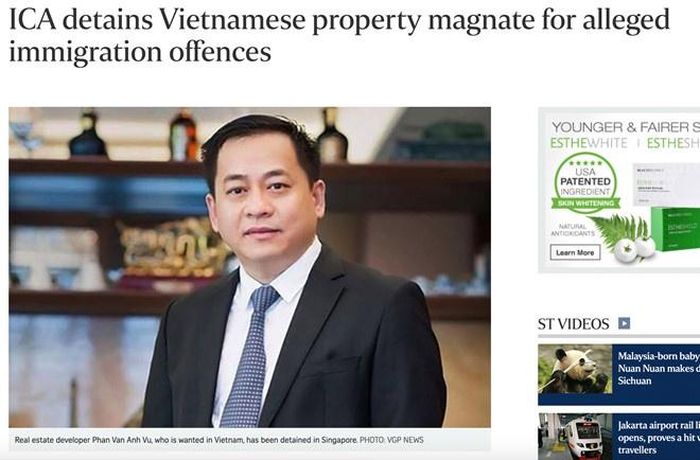 Ảnh ông "Phan Van Anh Vu" trên báo Straits Times. 