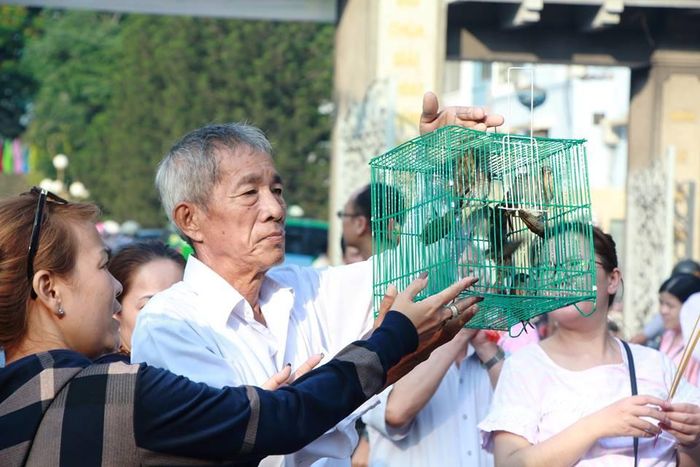 Thả chim phóng sinh để cầu mong điều tốt đẹp trong ngày lễ quan trọng đầu năm..