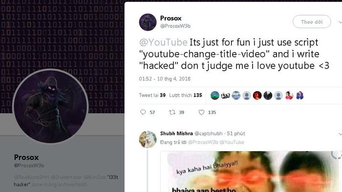 Tài khoản Twitter dường như thuộc về một trong những hacker.