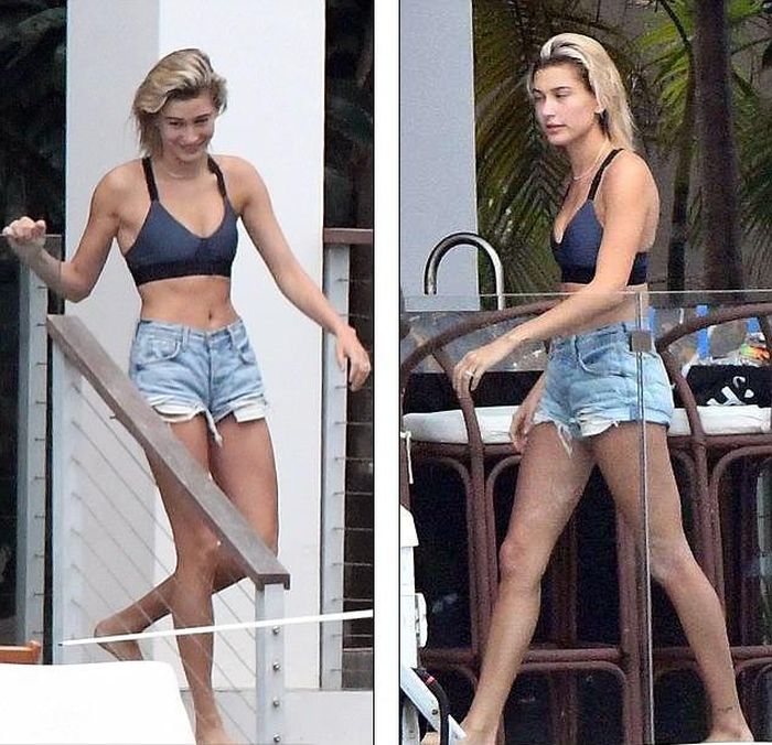 Hailey Baldwin mặc gợi cảm trẻ trung khoe vòng eo thon và đôi chân dài.