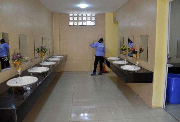 Mô hình vệ sinh công nghiệp tại Trường Tiểu học Nguyễn Trãi (quận Thanh Xuân).