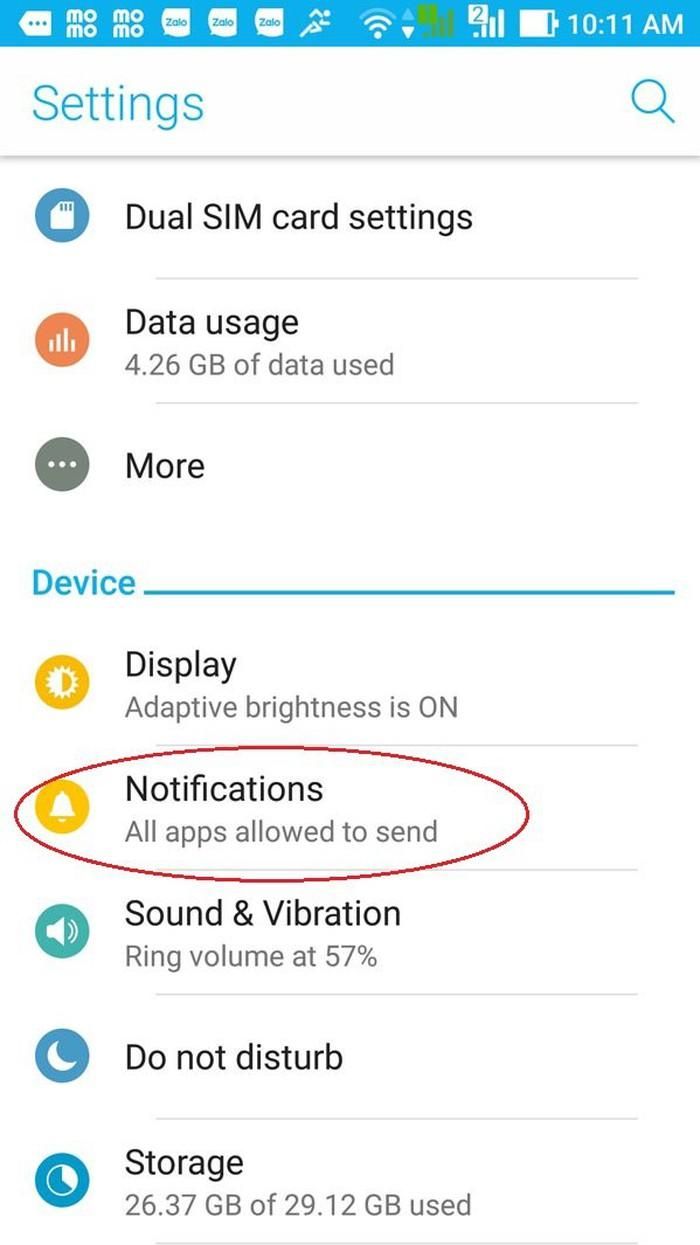 Nếu muốn tắt thông báo Facebook một cách toàn diện hơn thì trên điện thoại Android chúng ta có thể vào mục Settings => Notifications.