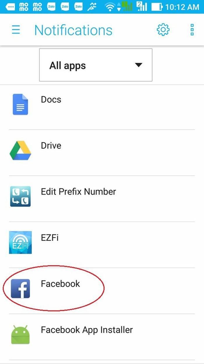 Vào mục Facebook.