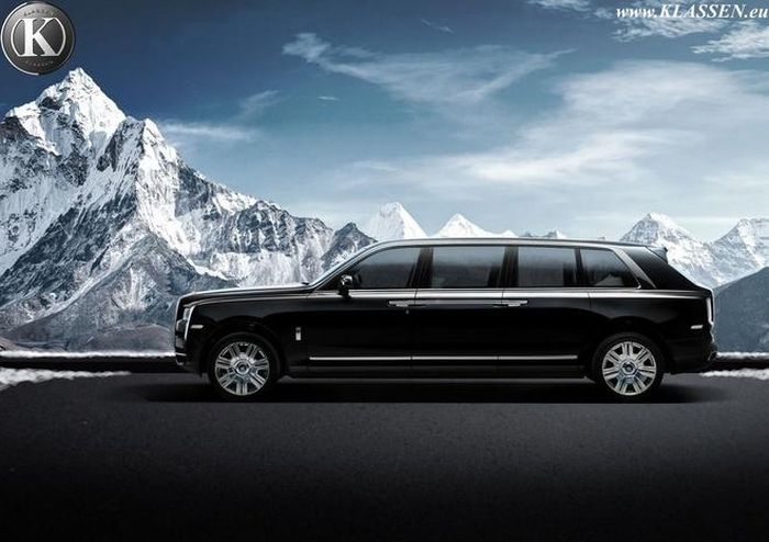 Klassen, thương hiệu quen thuộc trong việc biến những chiếc SUV, minivan thành limousine cũng không bỏ qua chiếc xe đặc biệt này. Mới đây, hãng độ nước Đức vừa tiết lộ những thông tin ban đầu về dự án độ Cullinan thành limousine. Theo đó, xe sẽ có giá bán lên tới 2,1 triệu USD, đắt gấp nhiều lần mức giá khởi điểm 325.000 USD của mẫu xe nguyên bản. 