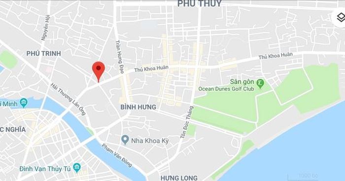 Ngã 4 Thủ Khoa Huân _ Cao Thắng (chấm đỏ), nơi xảy ra vụ việc. Ảnh: Google Maps.
