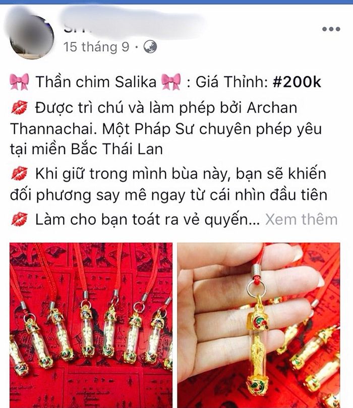 Các loại bùa yêu được rao bán trên mạng xã hội