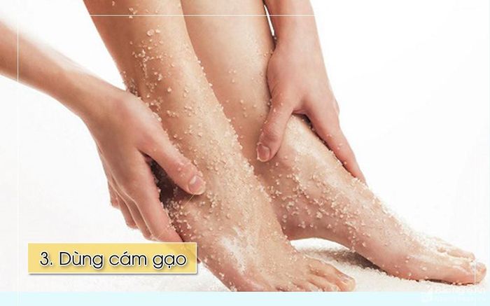 Cám gạo chứa nhiều vitamin B, giúp tẩy tế bào da chết. Thêm một ít dầu dừa và mật ong để hỗn hợp đặc quánh lại, hàng ngày bôi lên vùng gót chân bị nứt trong 15 phút, rửa sạch bằng nước ấm.