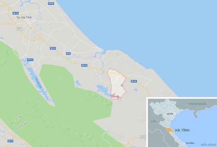 Xã Kỳ Phong (huyện Kỳ Anh, Hà Tĩnh, vòng đỏ). Ảnh: Google Maps.