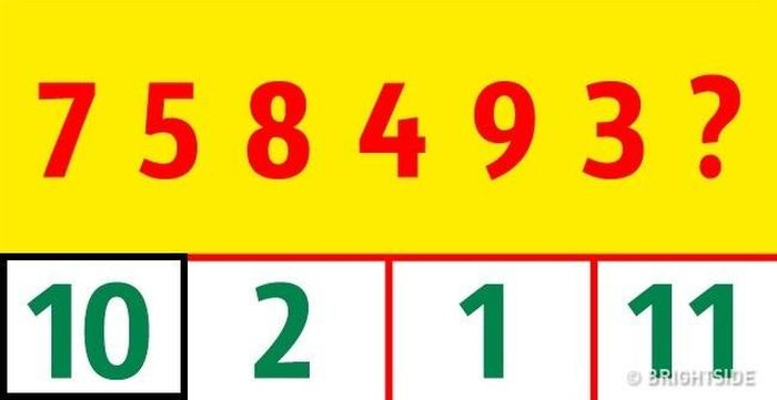 10 là con số phù hợp với quy luật của dãy số được đưa ra.