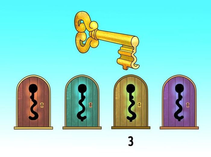 Chiếc chìa khóa có thể mở được cánh cửa số 3.