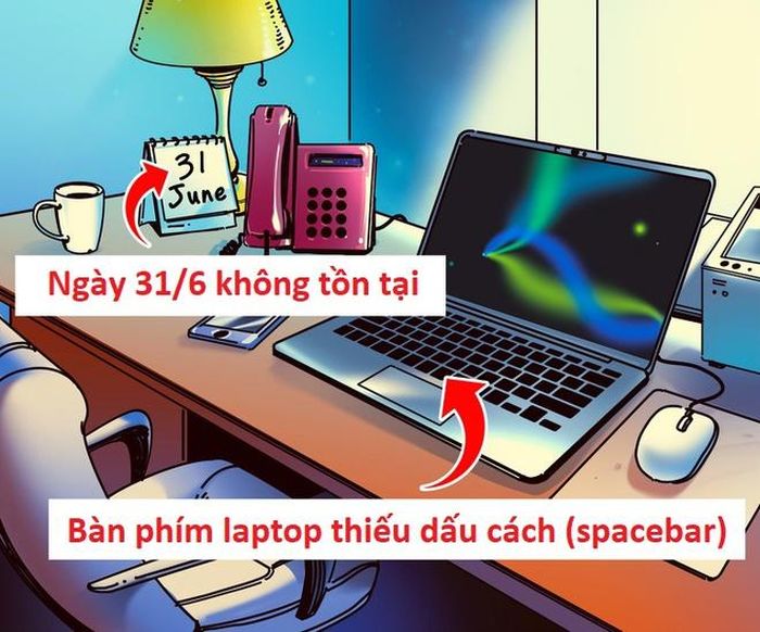 Câu trả lời nằm ở ngày tháng được ghi trên cuốn lịch và bàn phím laptop.