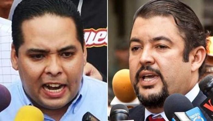 Nghị sĩ Venezuela Sergio Vergara (trái) và Tham mưu trưởng đối lập Roberto Marrero. (Nguồn: infobae.com)