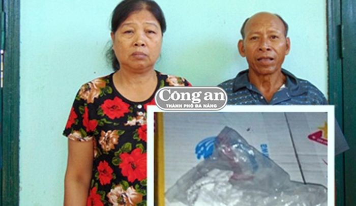 Vợ chồng bà Hồ Thị Xuân cùng tang vật.