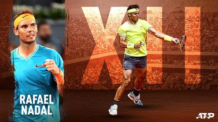Nadal giành chức vô địch thứ 12 tại Pháp mở rộng. Ảnh: ATP Tour.