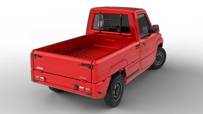  Sở hữu kích thước dài x rộng x cao tương ứng là 3,2 m x 1,3 m x 1,4 m, Pickman trông thật tí hon khi đặt cạnh những chiếc bán tải đến từ Mỹ. Do sử dụng động cơ điện, khu vực phía dưới nắp ca-pô của xe được tận dụng để làm khoang chứa đồ nhỏ với dung tích 64 lít. 