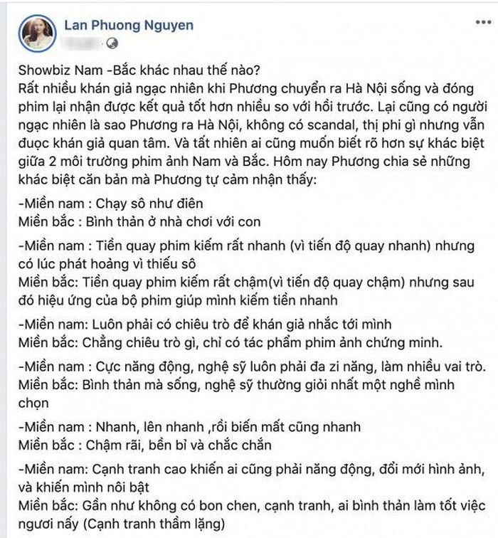 "Nhà văn Lam" đã có những so sánh rất thật về showbiz hai miền